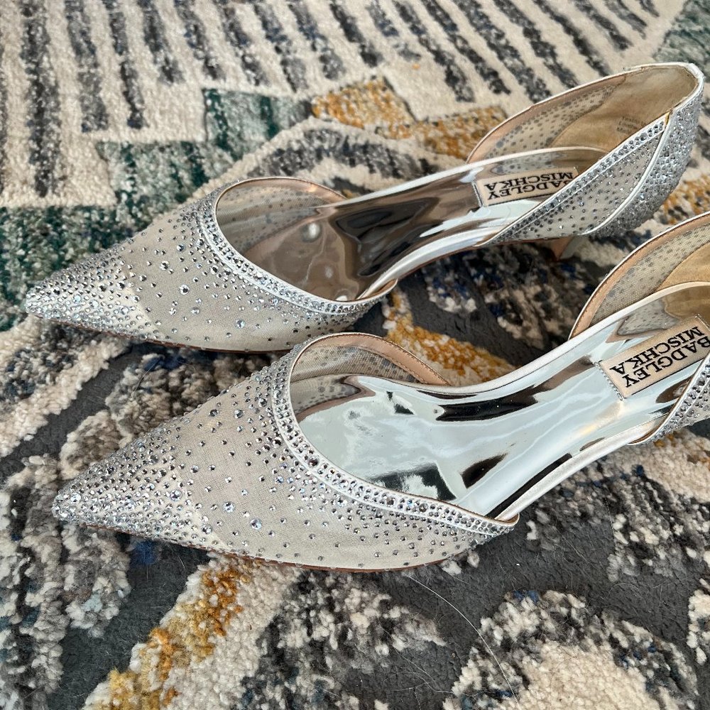 Badgley Mischka Women's Madelyn Embellished Kitten Heel Pump Soft White 7 1/2